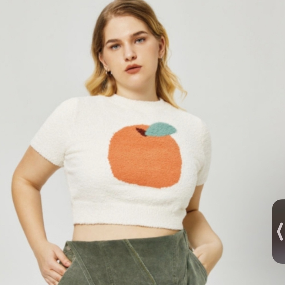 Cider White Crop Top with Orange Graphic
